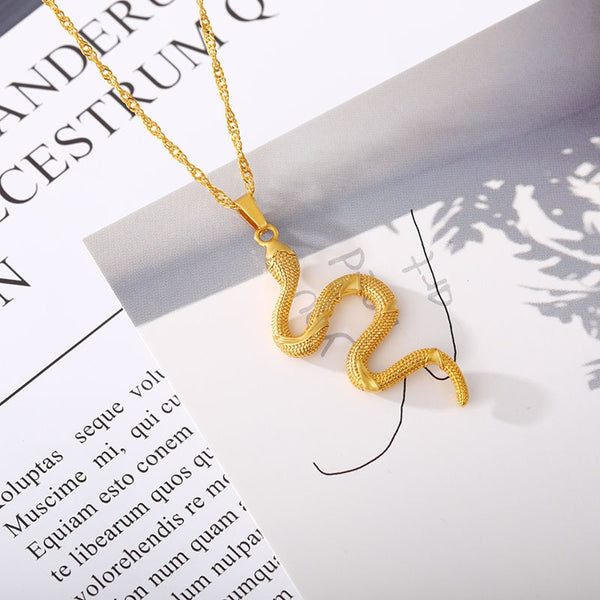 Snake Pendant Necklace For Women snake jewelry Gold stainless steel jewelry collier inoxydable femme collier serpent | Vimost Shop.