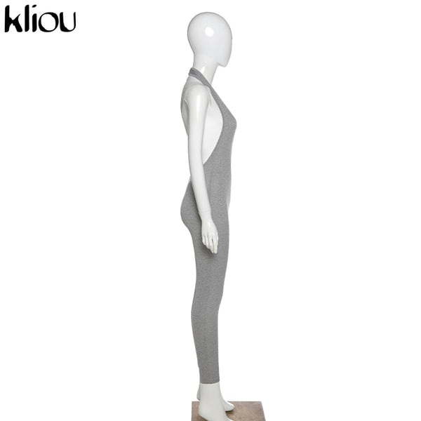 Halter women activewear v-neck sexy bandage sleeveless jumpsuit skinny rompers | Vimost Shop.