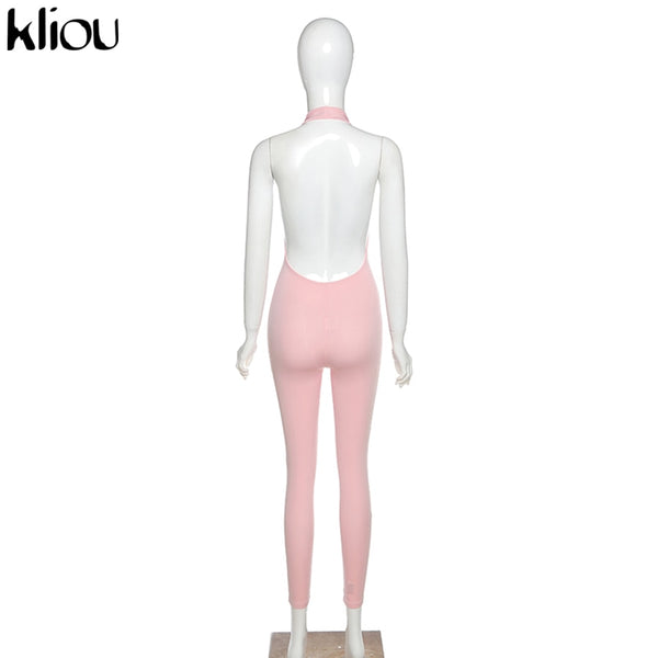 Halter women activewear v-neck sexy bandage sleeveless jumpsuit skinny rompers | Vimost Shop.