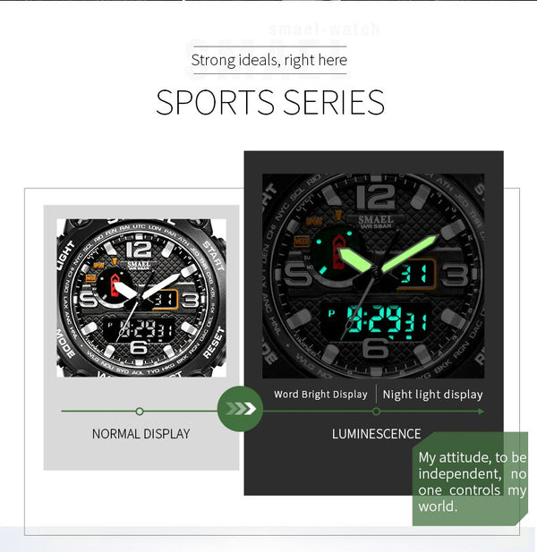 Men Watch Sport Watch for Men Original Dual Time Display LED Backlight Electronic Stopwatch  Popular Watches | Vimost Shop.