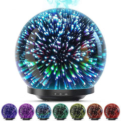 3D Glass Oil Diffuser 200ml Premium Ultrasonic Aromatherapy Oils Humidifier With Amazing LED Night Light Waterless Auto Shut Off
