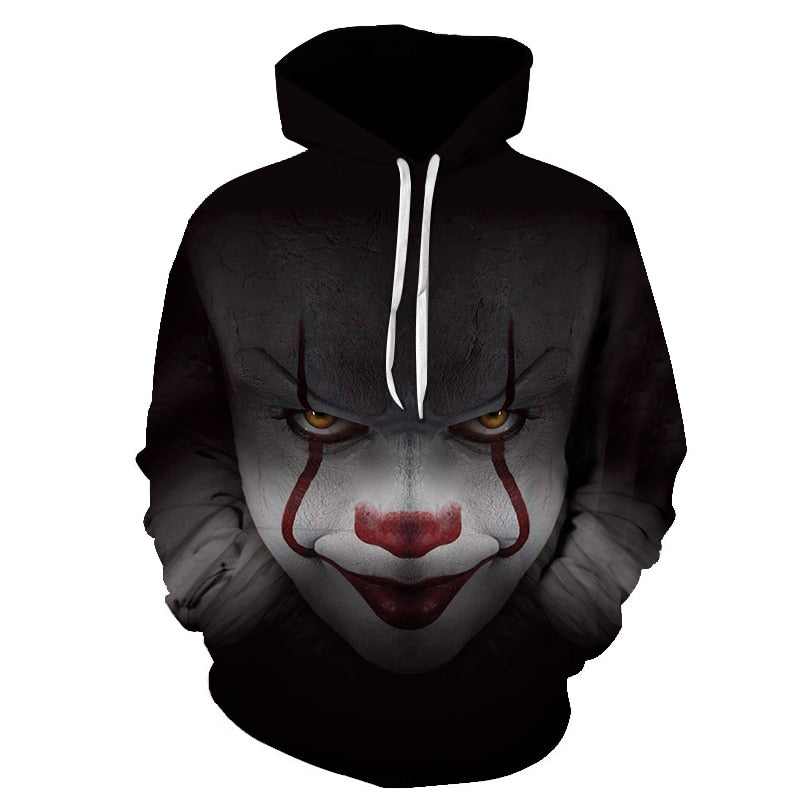 Horror Movie IT Clown 3D Print Hoodie Funny Pullover joker sweatshirt Hip Hop Sudadera hombre coat winter jacket men harajuku | Vimost Shop.