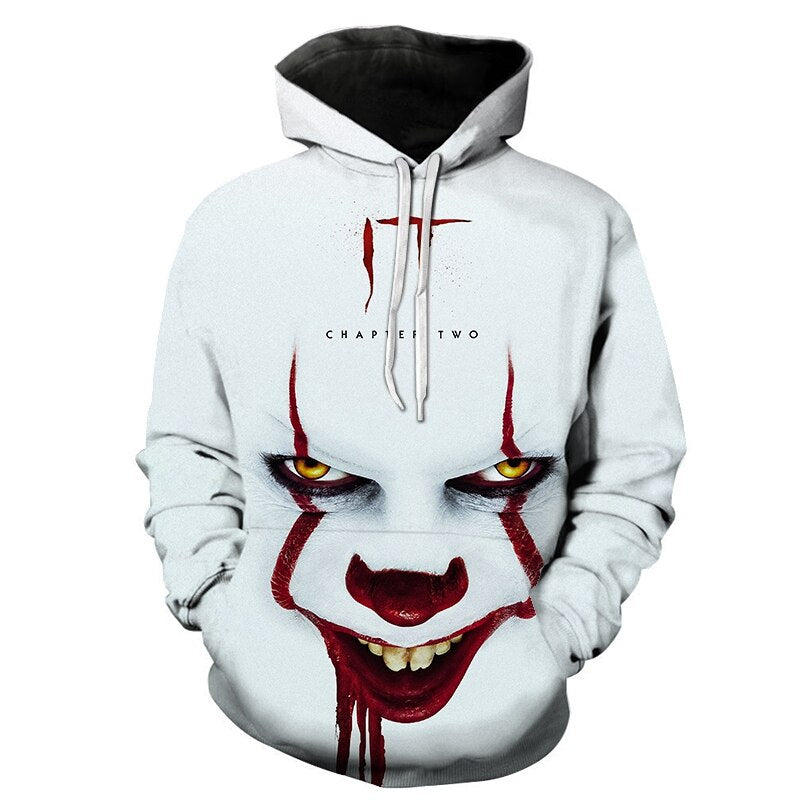Horror Movie IT Clown 3D Print Hoodie Funny Pullover joker sweatshirt Hip Hop Sudadera hombre coat winter jacket men harajuku | Vimost Shop.