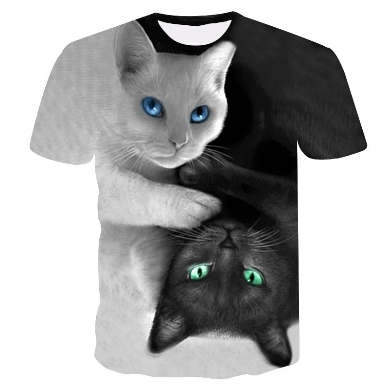Night cat lady T-shirt women's short sleeves top 3d harajuku Tees top plus size animal T-shirt t shirt women | Vimost Shop.