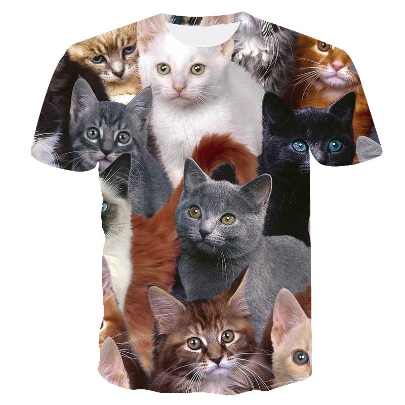 Night cat lady T-shirt women's short sleeves top 3d harajuku Tees top plus size animal T-shirt t shirt women | Vimost Shop.