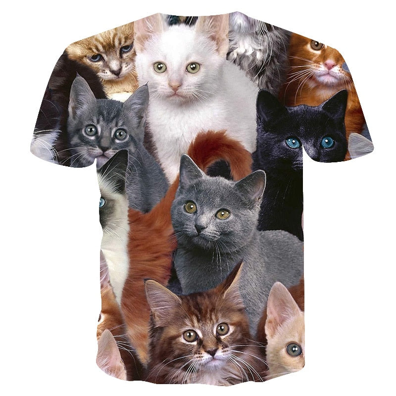 Night cat lady T-shirt women's short sleeves top 3d harajuku Tees top plus size animal T-shirt t shirt women | Vimost Shop.