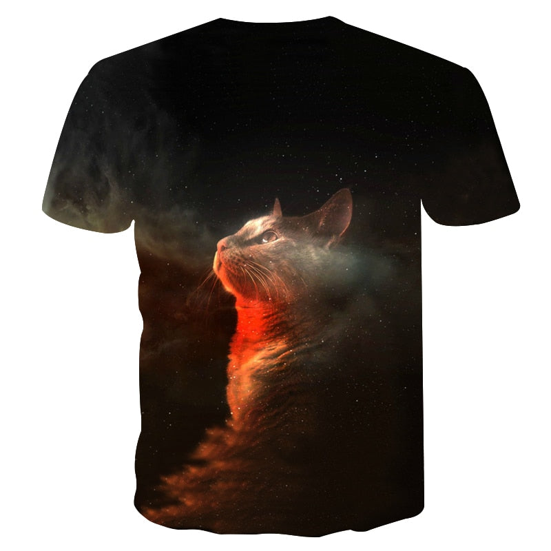 Night cat lady T-shirt women's short sleeves top 3d harajuku Tees top plus size animal T-shirt t shirt women | Vimost Shop.