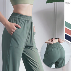 Loose Casual Running Pants Women Sports Fitness Jogging Trousers Anti-static Thin Quick-Dry Yoga Pants Bodybuilding Front Pocket | Vimost Shop.