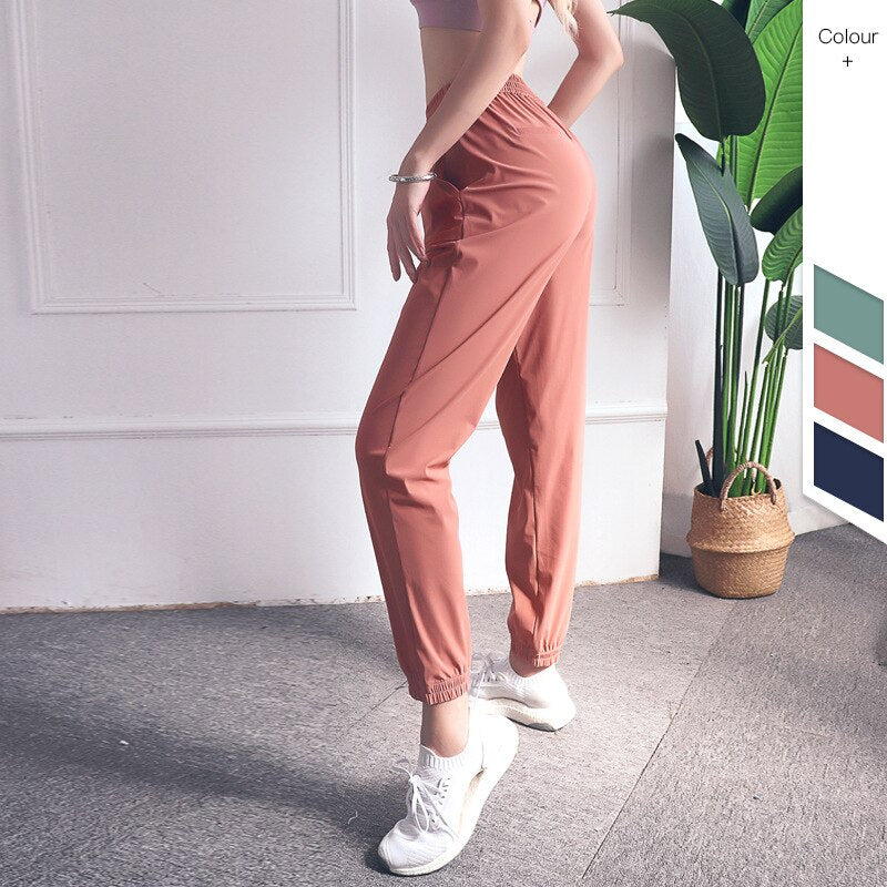 Loose Casual Running Pants Women Sports Fitness Jogging Trousers Anti-static Thin Quick-Dry Yoga Pants Bodybuilding Front Pocket | Vimost Shop.