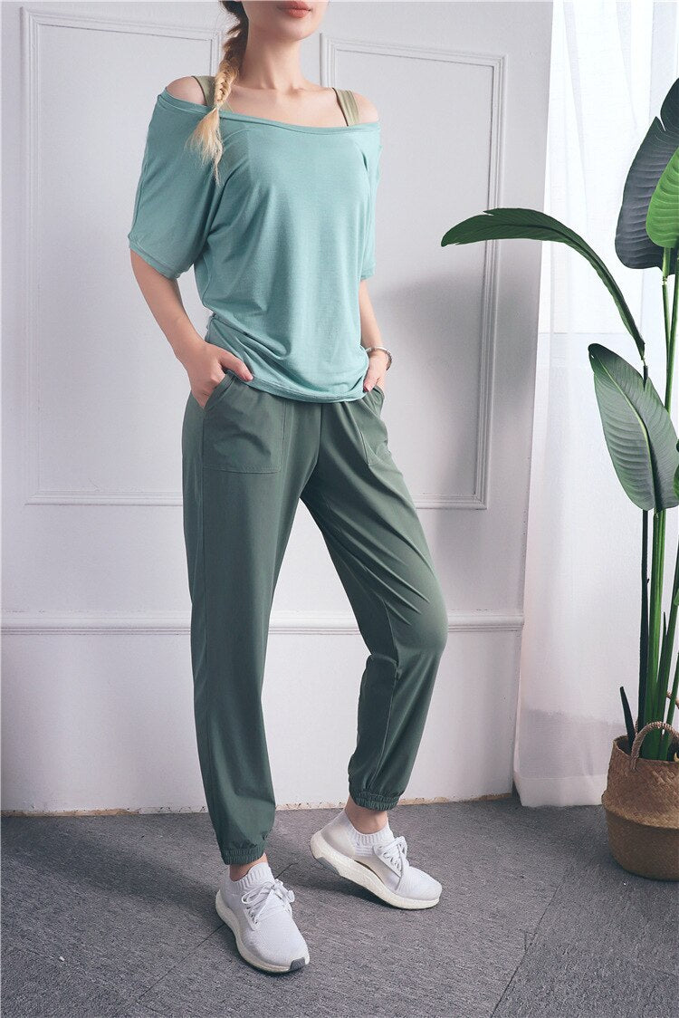 Loose Casual Running Pants Women Sports Fitness Jogging Trousers Anti-static Thin Quick-Dry Yoga Pants Bodybuilding Front Pocket | Vimost Shop.