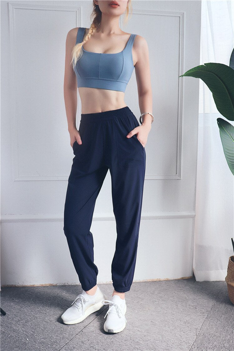 Loose Casual Running Pants Women Sports Fitness Jogging Trousers Anti-static Thin Quick-Dry Yoga Pants Bodybuilding Front Pocket | Vimost Shop.