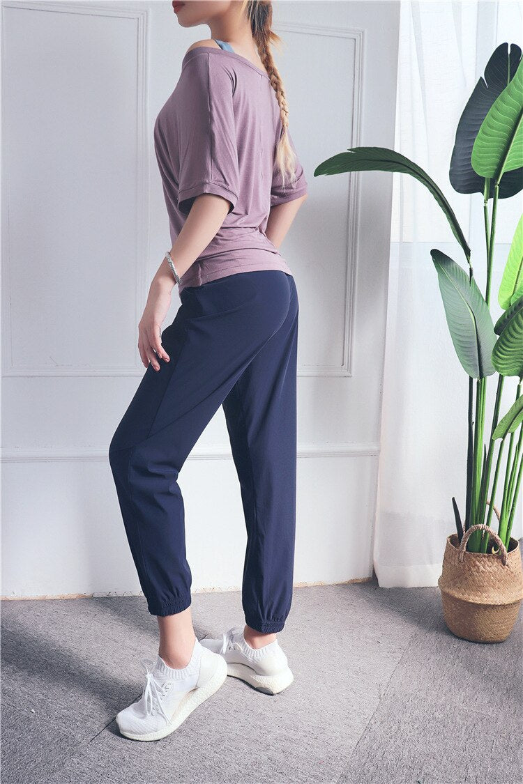 Loose Casual Running Pants Women Sports Fitness Jogging Trousers Anti-static Thin Quick-Dry Yoga Pants Bodybuilding Front Pocket | Vimost Shop.