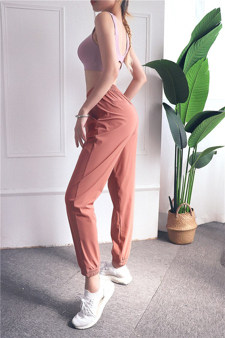 Loose Casual Running Pants Women Sports Fitness Jogging Trousers Anti-static Thin Quick-Dry Yoga Pants Bodybuilding Front Pocket | Vimost Shop.