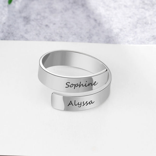 Personalized Gift Customized Engraved Name Stainless Steel Adjustable Rings for Women Anniversary Jewelry | Vimost Shop.