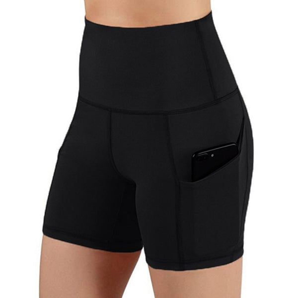 Women High Waist Sports Shorts Workout Running Fitness Gym Yoga Leggings Female Compression Yoga Shorts With Side Pocket | Vimost Shop.