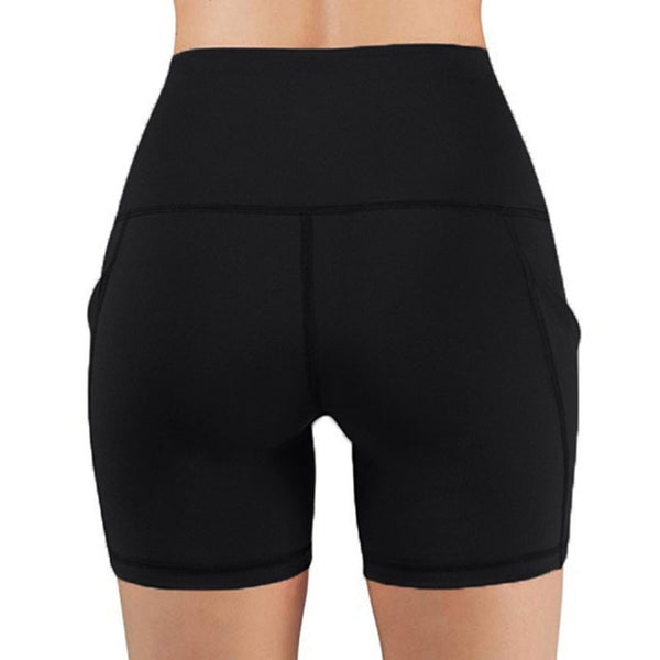 Women High Waist Sports Shorts Workout Running Fitness Gym Yoga Leggings Female Compression Yoga Shorts With Side Pocket | Vimost Shop.