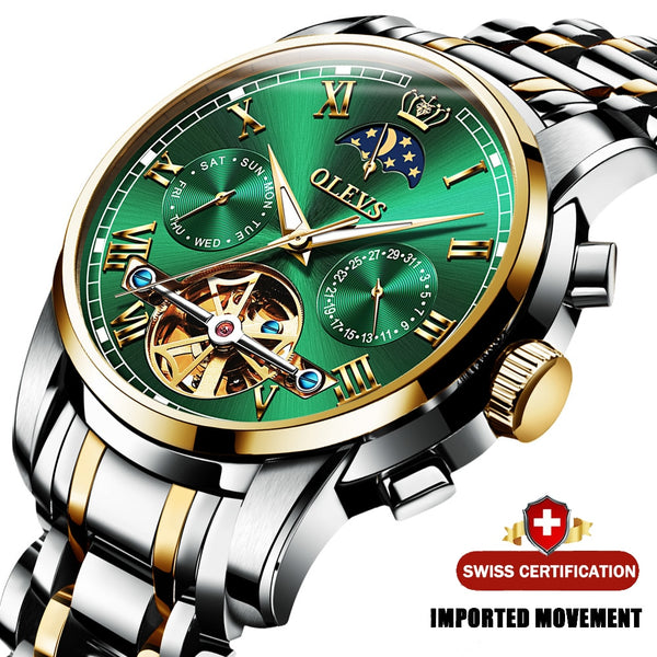 Watch Automatic mechanical watch  Stianless Top Brand Dress Luxury moon phaseTourbillon Wristwatch Gifts for Male | Vimost Shop.