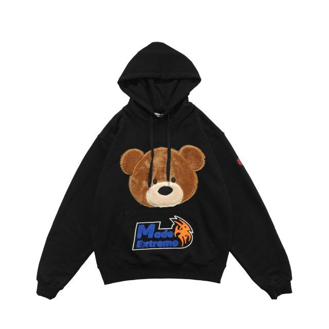 Kawaii Bear Hooded Sweatshirts Hoodies Men/women Harajuku Casual Patchwork Pullover Hoodie Hip Hop Cotton Tops | Vimost Shop.
