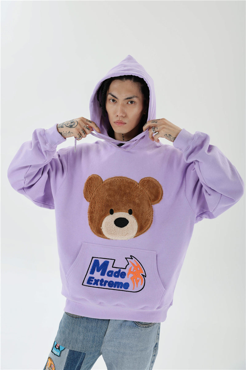 Kawaii Bear Hooded Sweatshirts Hoodies Men/women Harajuku Casual Patchwork Pullover Hoodie Hip Hop Cotton Tops | Vimost Shop.
