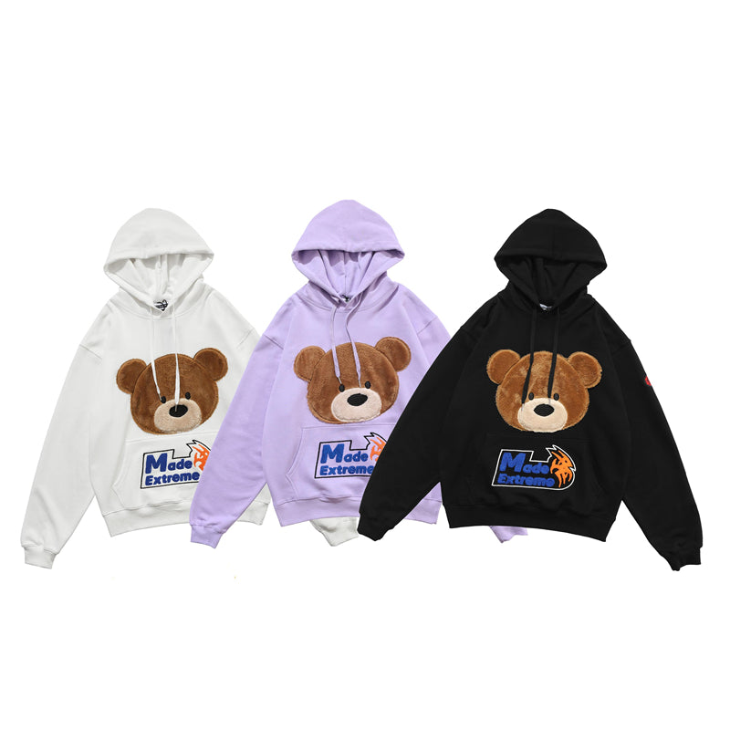 Kawaii Bear Hooded Sweatshirts Hoodies Men/women Harajuku Casual Patchwork Pullover Hoodie Hip Hop Cotton Tops | Vimost Shop.