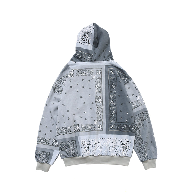 Full Zip Cashew Flowers Pink Hooded Sweatshirts Hoodies Men/women Harajuku Casual Patchwork Hoodie Hip Hop Cotton Tops | Vimost Shop.