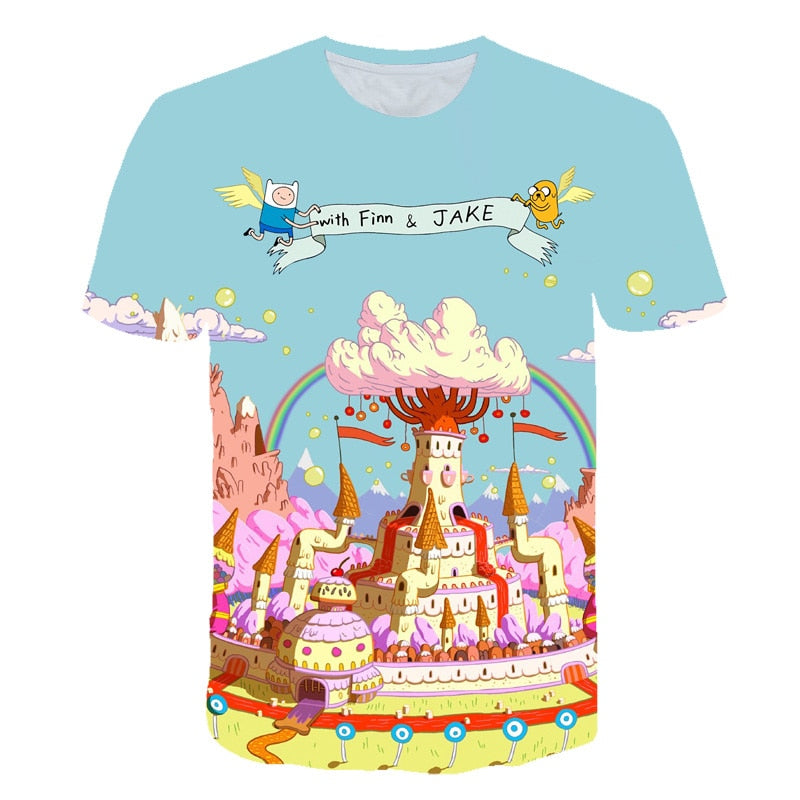 Fashion Style Adventure Time t-shirt jake and finn Singing playing guitar 3d print short sleeve t-shirt women men Kid lovely top | Vimost Shop.