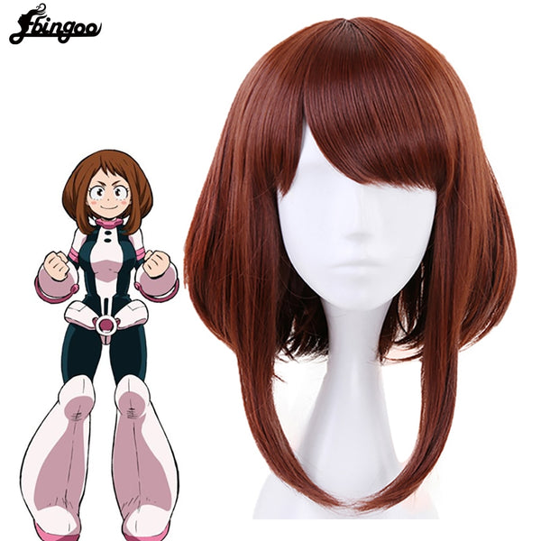 My Hero Academia OCHACO URARAKA Auburn Brown Short Straight Bob Synthetic Cosplay Wig Role Play Halloween Costume парик | Vimost Shop.