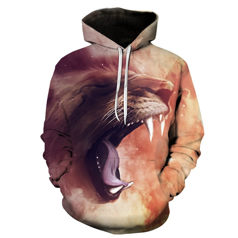 Novelty Flame Lion Hoodie Men's Animal Men's Clothing Flame Hoodie Sweatshirt Sweatshirt 3D Hoodie Sportswear Unisex clothing | Vimost Shop.