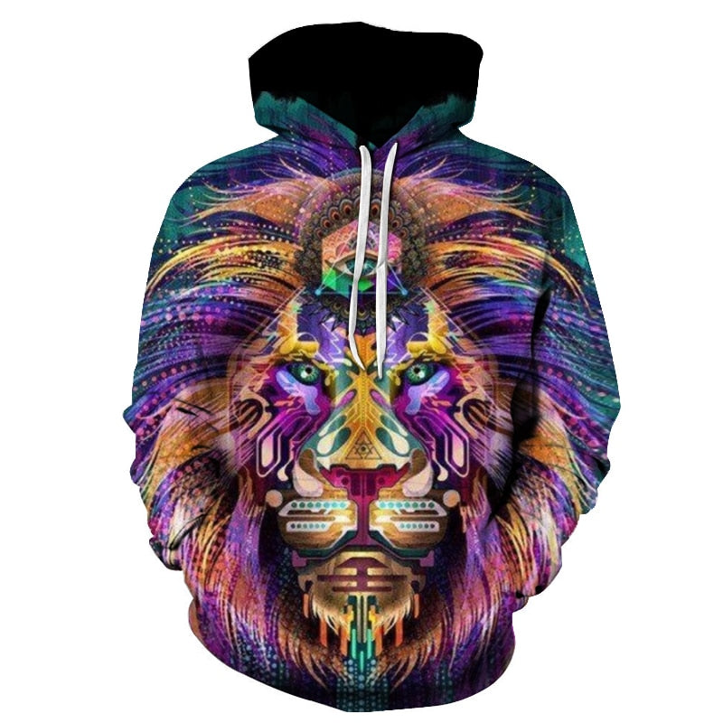 Novelty Flame Lion Hoodie Men's Animal Men's Clothing Flame Hoodie Sweatshirt Sweatshirt 3D Hoodie Sportswear Unisex clothing | Vimost Shop.