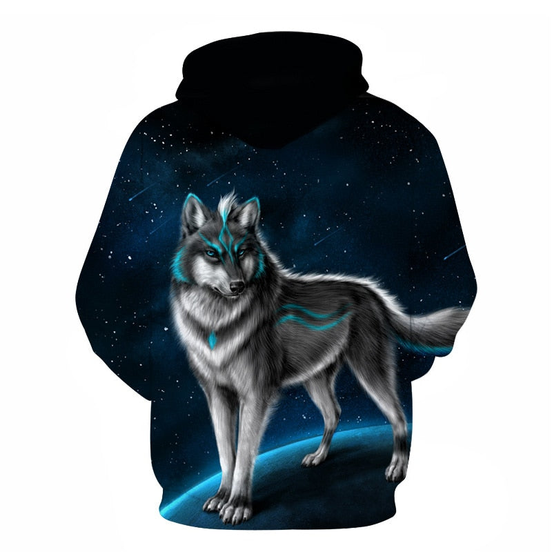 Fashion Galaxy Space 3D Hoodie bright wolf Print Hoodies Sweatshirts Men Women Unisex Hooded Pullovers Animal 3D Tops | Vimost Shop.