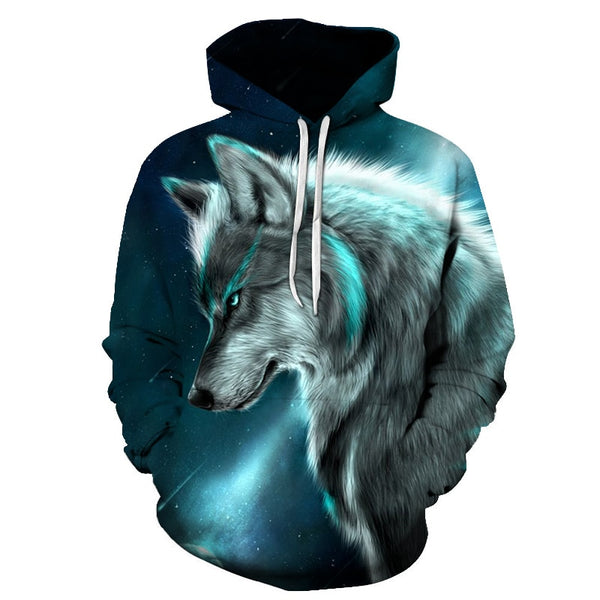 Fashion Galaxy Space 3D Hoodie bright wolf Print Hoodies Sweatshirts Men Women Unisex Hooded Pullovers Animal 3D Tops | Vimost Shop.