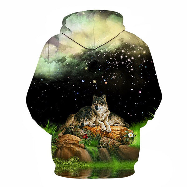 Fashion Galaxy Space 3D Hoodie bright wolf Print Hoodies Sweatshirts Men Women Unisex Hooded Pullovers Animal 3D Tops | Vimost Shop.