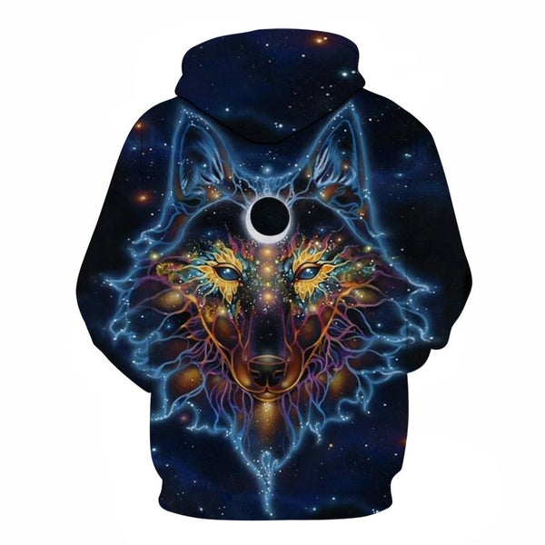 Fashion Galaxy Space 3D Hoodie bright wolf Print Hoodies Sweatshirts Men Women Unisex Hooded Pullovers Animal 3D Tops | Vimost Shop.