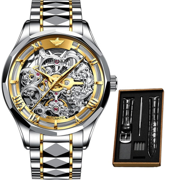 Men Mechanical Wristwatch Automatic Watch Men Skeleton OUPINKE Tungsten steel Sapphire Watch relogio masculino | Vimost Shop.