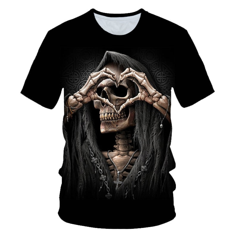 Skull Beauty Rock Cool 3D t shirts Mens Motorcycle Punk 3D Printed T shirt Men Clothes tshirt | Vimost Shop.