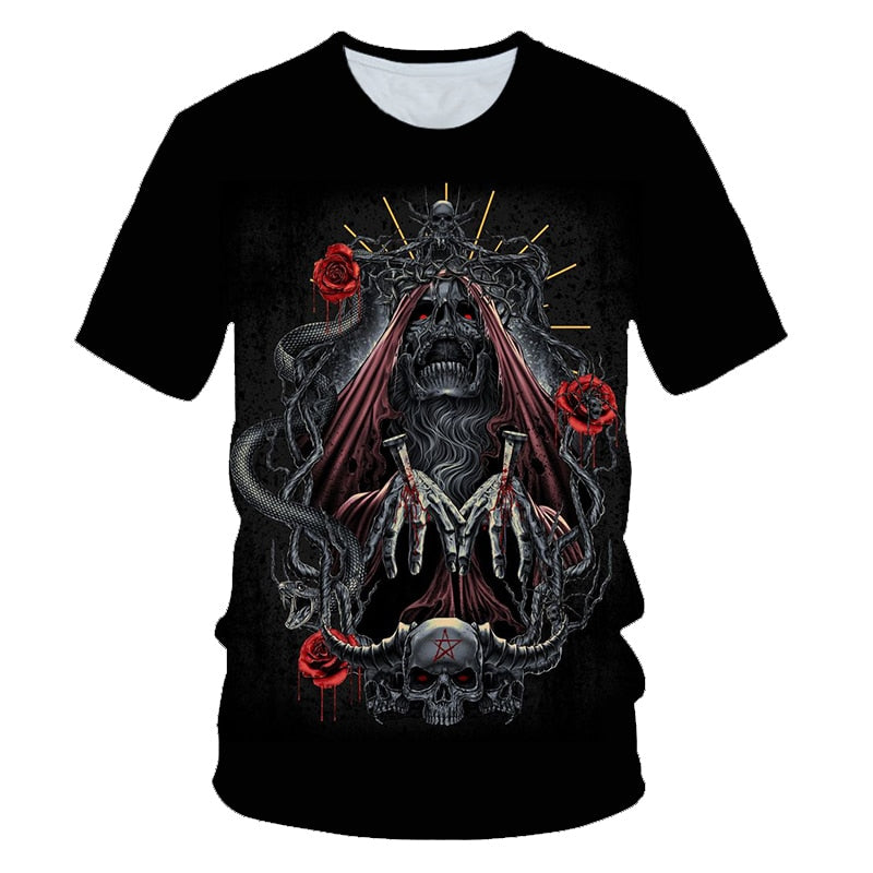 Skull Beauty Rock Cool 3D t shirts Mens Motorcycle Punk 3D Printed T shirt Men Clothes tshirt | Vimost Shop.