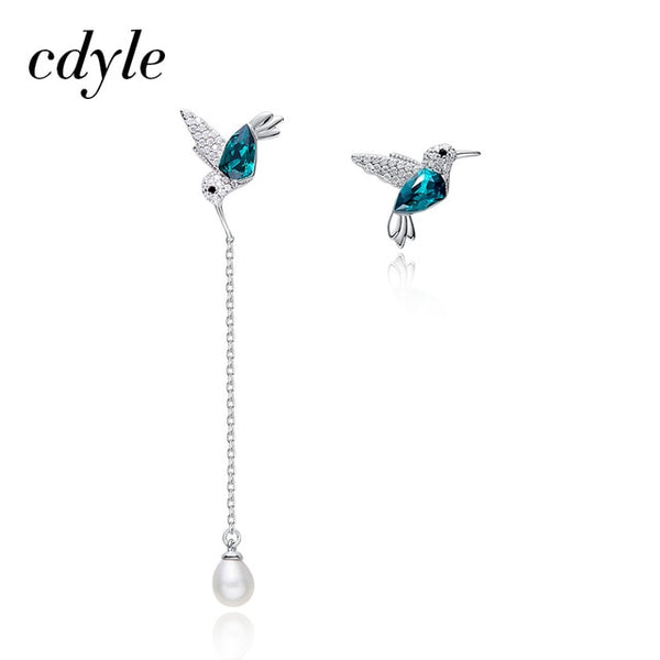 925 Sterling Silver Bird Earrings Embellished with Crystal from Swarovski Stud Earrings for Women Piercing Oreja | Vimost Shop.