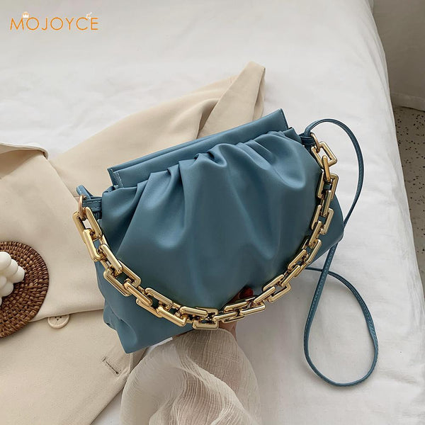 Women PU Leather Pleated Shoulder Messenger Handbag Fashion Cloud Crossbody Bag Popular Simple Female Daily Bag | Vimost Shop.