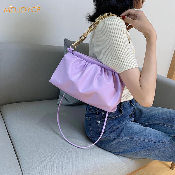 Women PU Leather Pleated Shoulder Messenger Handbag Fashion Cloud Crossbody Bag Popular Simple Female Daily Bag | Vimost Shop.