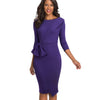 Pure Color with Bow Peplum Dresses Formal Business Bodycon Autumn Women Dress | Vimost Shop.