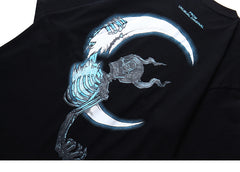 Men Hip Hop T Shirt Lightning Skull Moon Streetwear T-Shirt | Vimost Shop.