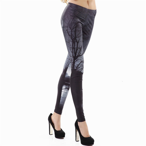 Fashion Plus Size Printing Leggings Woman Starry Sky Midnight Woods Leggins Women Fitness Skinny Pants Autumn | Vimost Shop.
