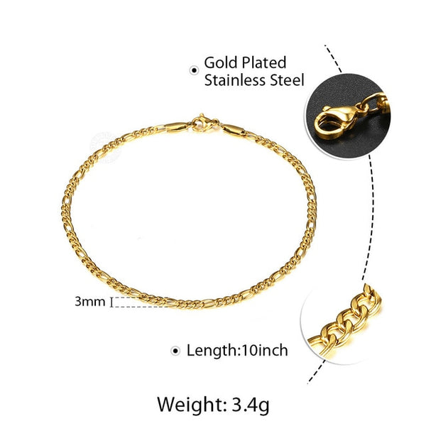 Simple Link Chain Anklet for Women Unisex Stainless Steel Rope Figaro Curb Link Leg Chain Bracelets Summer Jewelry 10inch | Vimost Shop.