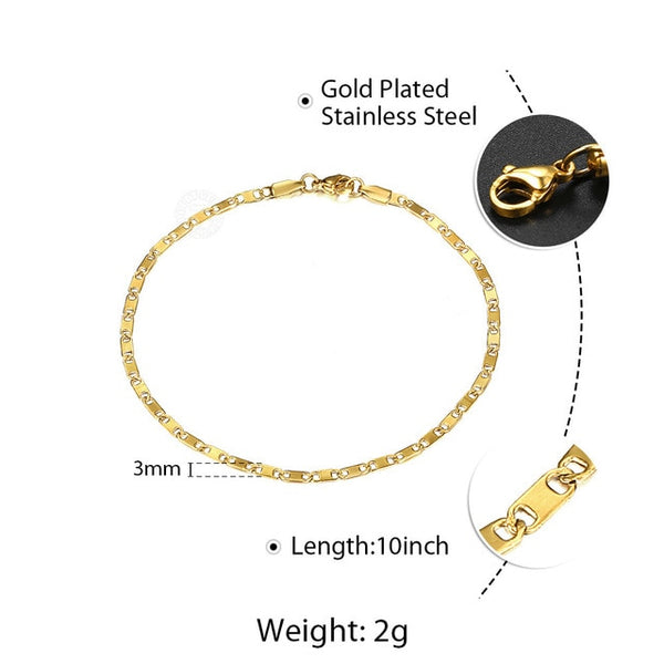 Simple Link Chain Anklet for Women Unisex Stainless Steel Rope Figaro Curb Link Leg Chain Bracelets Summer Jewelry 10inch | Vimost Shop.