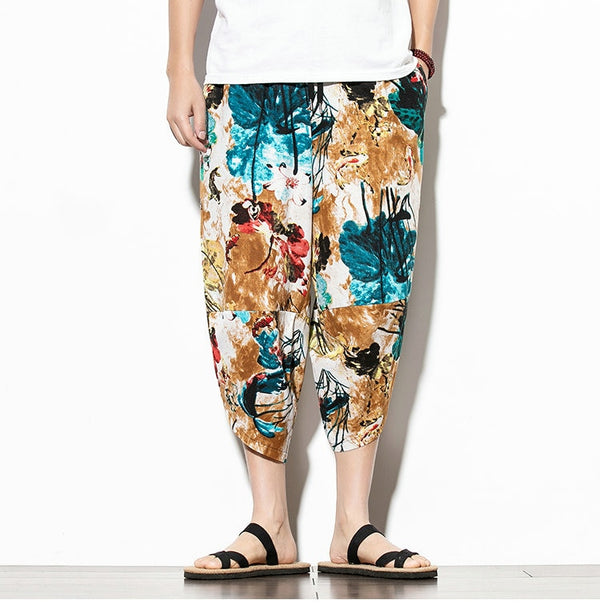Streetwear Harem Pants Men Calf Length Cotton Bermuda Masculina Wide-legged Bloomers Hip Hop Male Pants Dropshipping | Vimost Shop.
