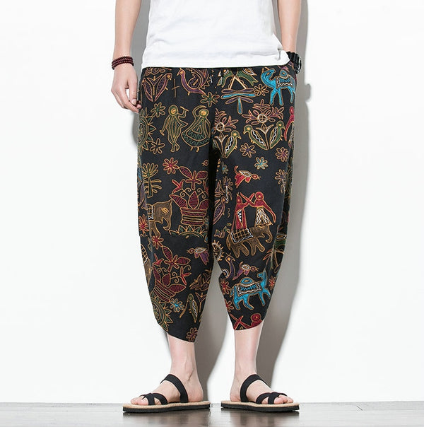 Streetwear Harem Pants Men Calf Length Cotton Bermuda Masculina Wide-legged Bloomers Hip Hop Male Pants Dropshipping | Vimost Shop.