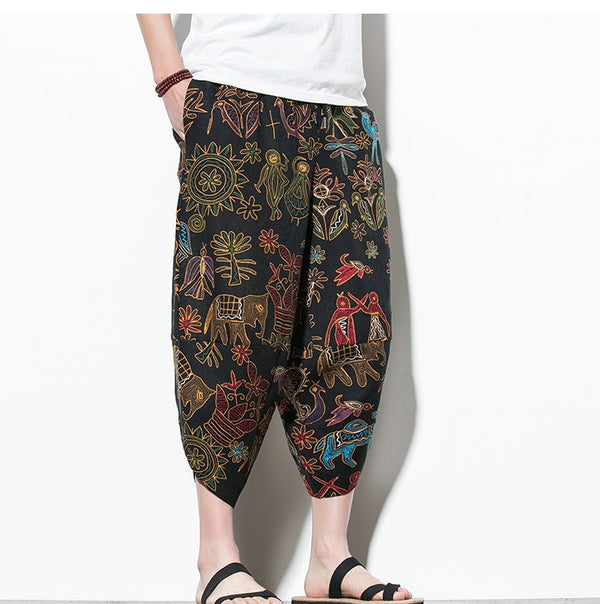 Streetwear Harem Pants Men Calf Length Cotton Bermuda Masculina Wide-legged Bloomers Hip Hop Male Pants Dropshipping | Vimost Shop.