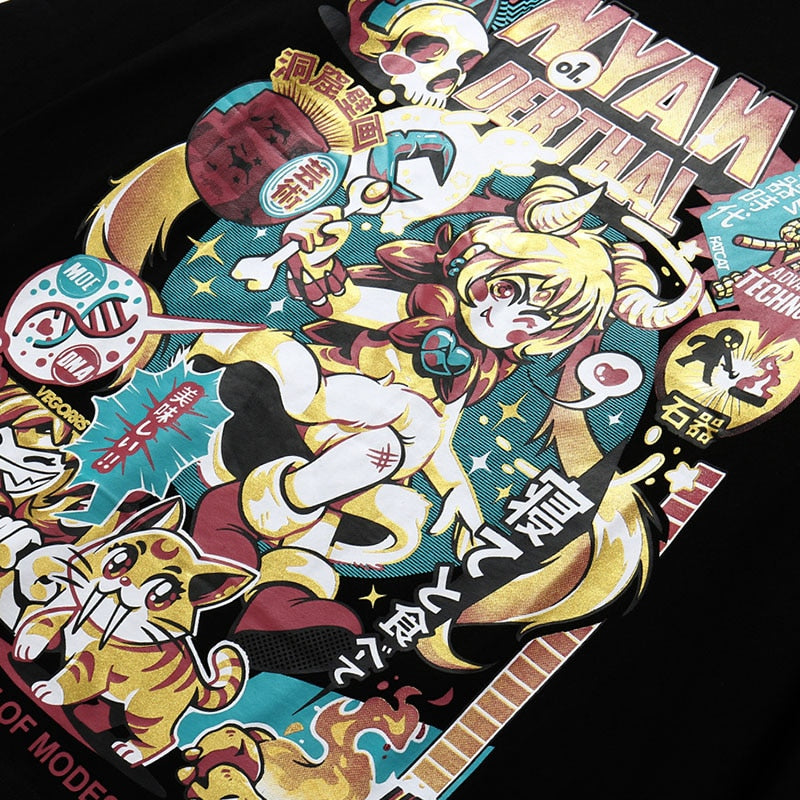 Men Hip Hop T Shirt Funny Anime Girl Japanese Harajuku Streetwear Tshirt Long Sleeve Tops Tees Cotton Loose Cartoon T-Shirts | Vimost Shop.