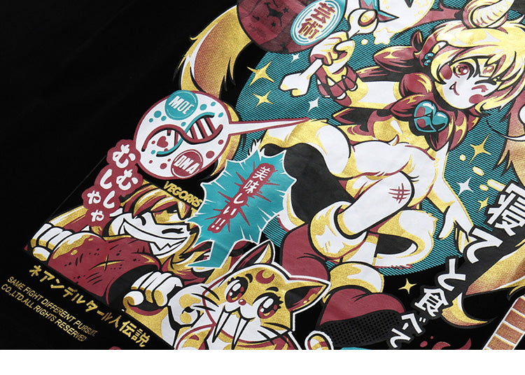 Men Hip Hop T Shirt Funny Anime Girl Japanese Harajuku Streetwear Tshirt Long Sleeve Tops Tees Cotton Loose Cartoon T-Shirts | Vimost Shop.