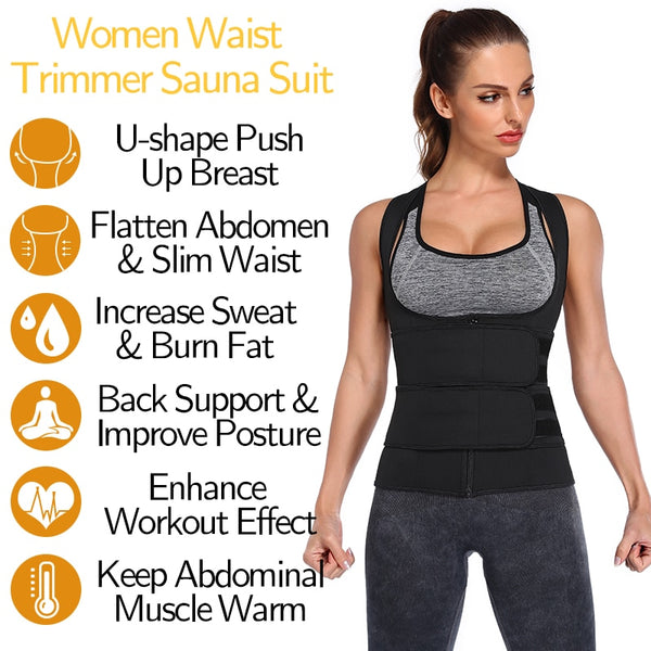 Sweat Waist Trainer Vest Slimming Corset for Weight Loss Body Shaper Sauna Suit Compression Shirt Belly Girdle Tops Shapewear | Vimost Shop.